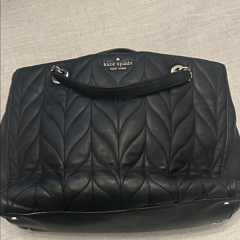 kate spade Black Quilted Leaf-Pattern Leather Tote